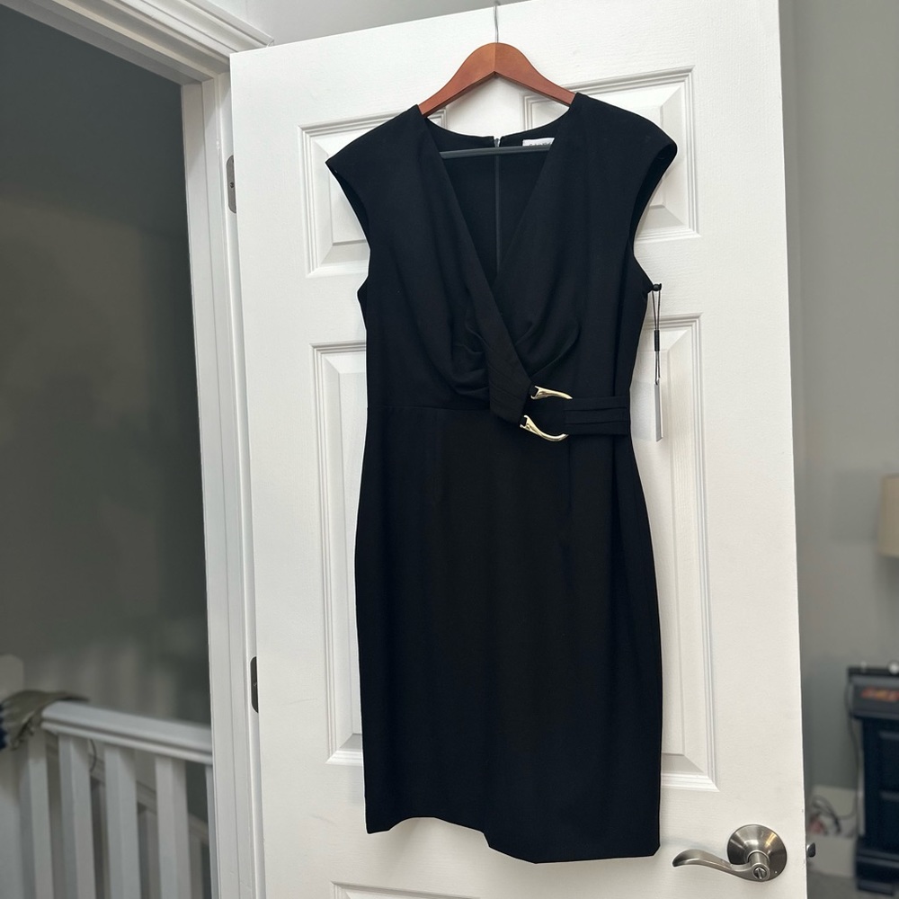Black Calvin Klein dress with belt size 10